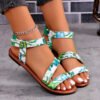 Slippers Women Colorblock Strap Peep Toe Flat Sandals Lady Summer Casual Slingback Going Out Flats Party Shoes Sandals-Solefeat