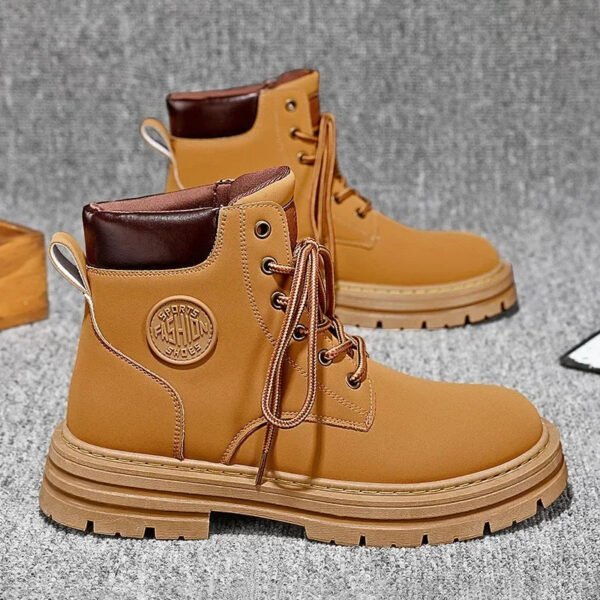 British Style Men Martin Boots Motorcycle Men's Ankle Boots Lace-Up Wearable Male Military Boots Waterproof Winter Cotton Boot-Solefeat