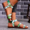 Slippers Women Colorblock Strap Peep Toe Flat Sandals Lady Summer Casual Slingback Going Out Flats Party Shoes Sandals-Solefeat