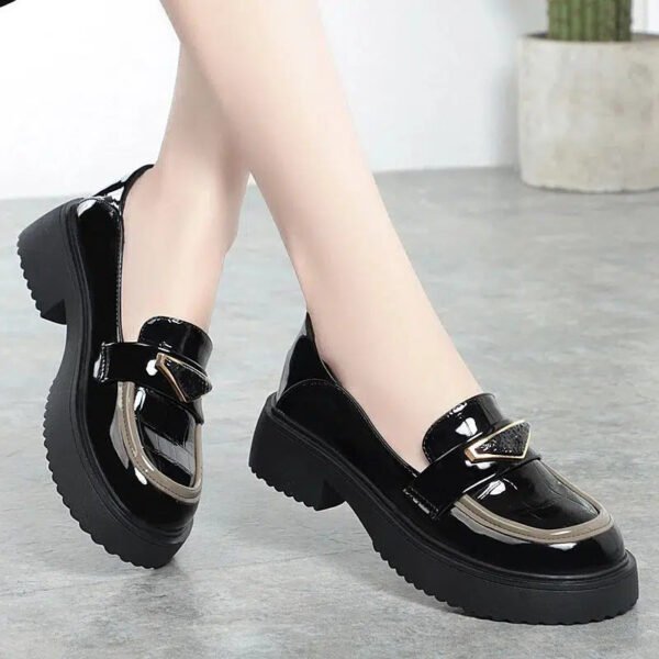 Chunky Loafers Lolita Mary Jane loafers Shoes Woman Spring Platform Loafers Vintage Soft Slip On Black Single Shoes-Solefeat